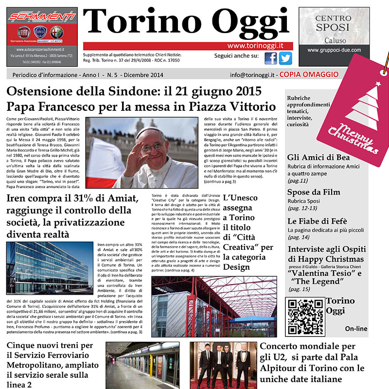Spose da Film su TORINO OGGI Dicembre 2014