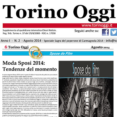Spose da Film su TORINO OGGI Agosto 2014 Spose da Film su TORINO OGGI Agosto 2014